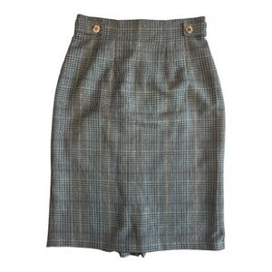 Vintage St Michael Plaid Pencil Skirt Women’s Size 14 Multicolor Office Work